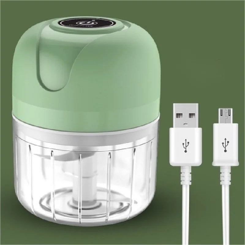⚡ Mini Processador de Alimentos Portátil Elétrico 250ML USB com 3 Lâminas em Aço Inoxidável Bivolt ⚡