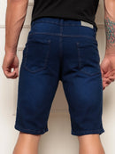 Bermuda Jeans Masculina Básica Lavagem Escura Tendência Casual