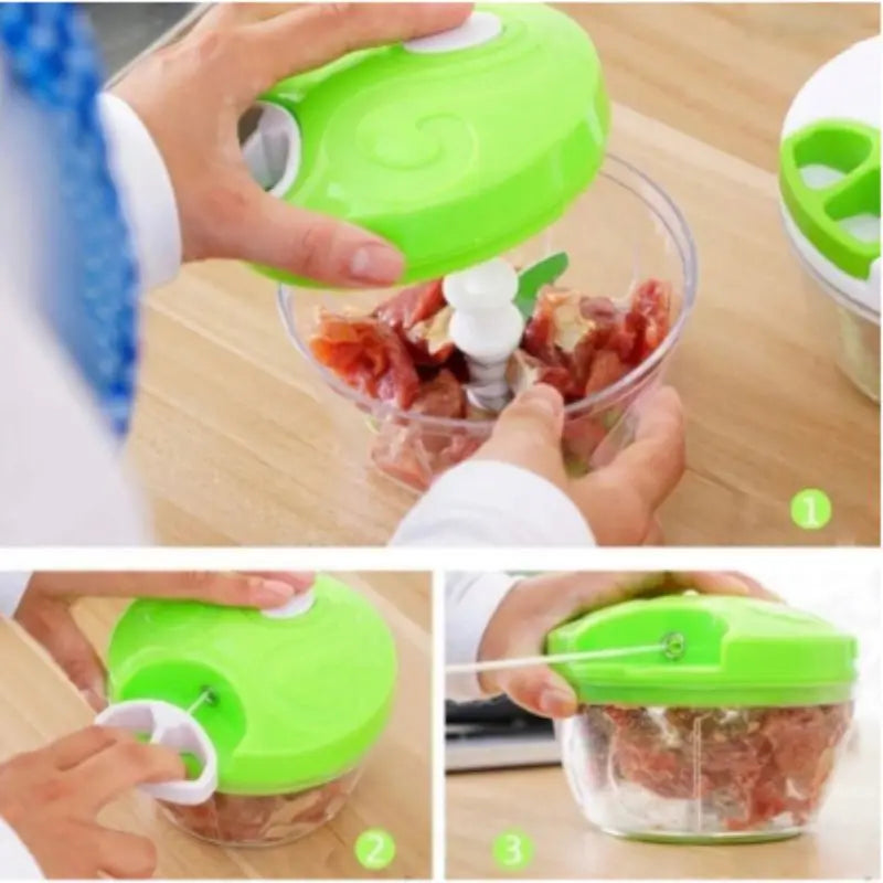 ⚡ Processador de Alimentos Manual Premium 3 Lâminas Inox ⚡