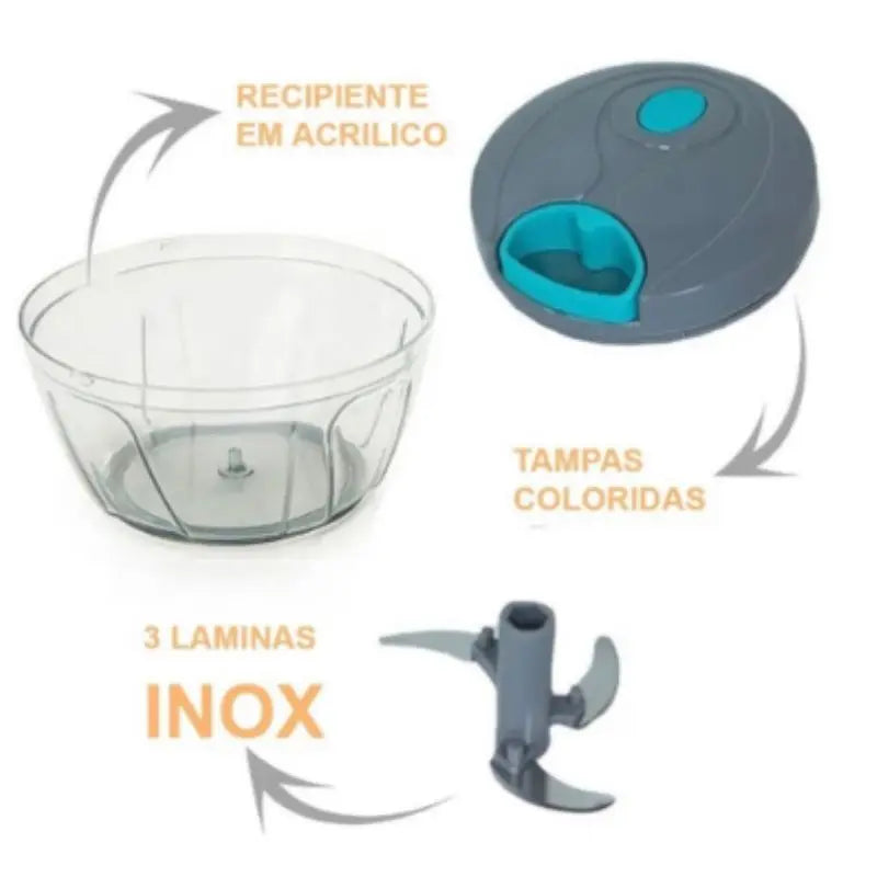 ⚡ Processador de Alimentos Manual Premium 3 Lâminas Inox ⚡