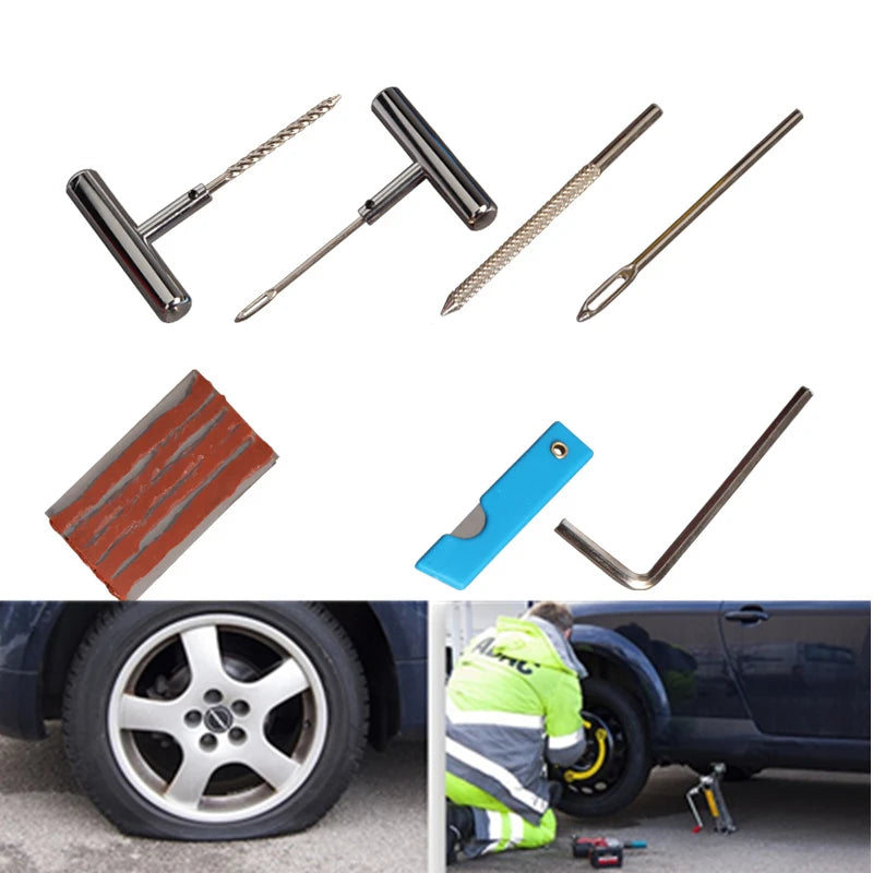 Kit de Reparo de Pneus Tubeless – Para Carro, Moto e Bike | Prático e Resistente! 🛞⚙️