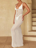 VESTIDO LONGO TRICOTADO HOLLOW OUT – SAÍDA DE PRAIA CHIC DE VERÃO