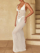 VESTIDO LONGO TRICOTADO HOLLOW OUT – SAÍDA DE PRAIA CHIC DE VERÃO