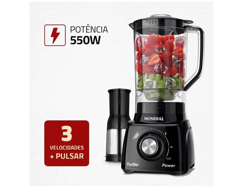 ⚡ Liquidificador Mondial Turbo Power L-99 FB Black 550W - 220V ⚡