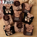 Kit com 3 Pares de Meia Desenho Urso Super Quentinho - Linha Premium - Cano Alto Feminino