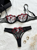 Conjunto Lingerie Floral Sexy Alça Larga