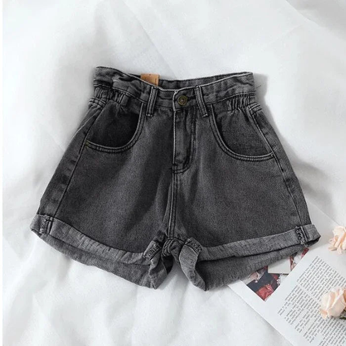 Short Jeans Feminino Elástico + Cintura Alta