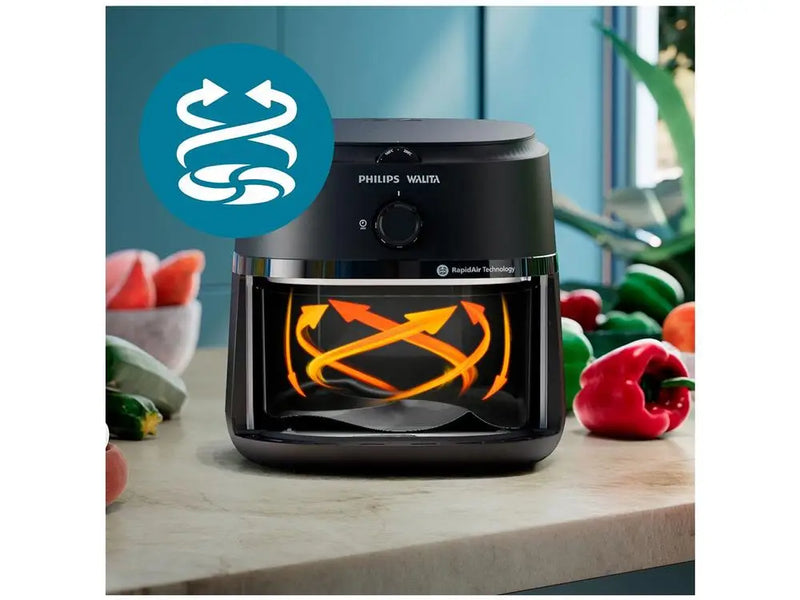 ⚡ Air Fryer Elétrica Sem Óleo / Air Fryer Philips Walita 1000 Series XL NA130 Black com Timer 6.2L 220V ⚡