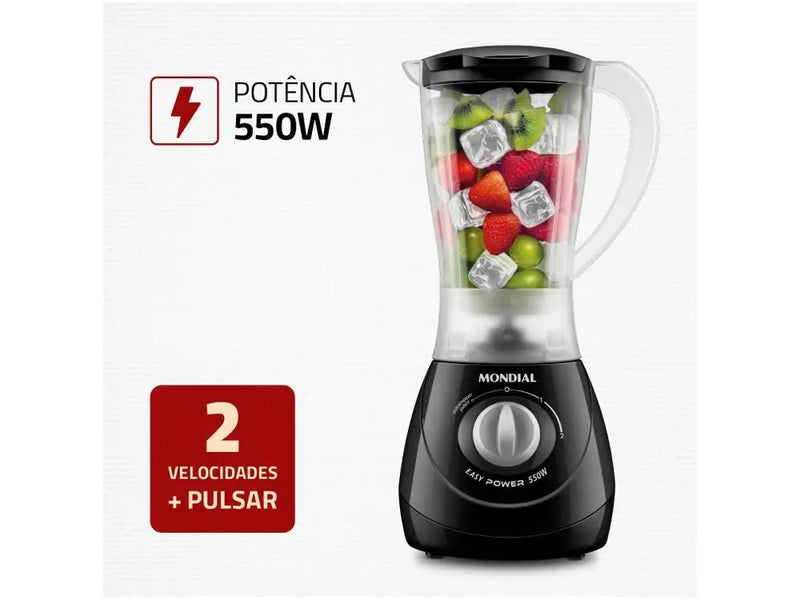 ⚡ Liquidificador Mondial Easy Power L-550-W – 550W | Preto – 220V ⚡