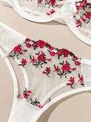 Conjunto Lingerie Floral Sexy Alça Larga