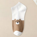 Kit com 5 Pares de Meias Femininas com Desenho de Urso Panda Fofinho - Qualidade Semi Premium - Cano Curto