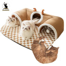 TÚNEL CAMA QUENTINHA PARA GATOS – COM BRINQUEDO DE PELÚCIA - LINHA PET