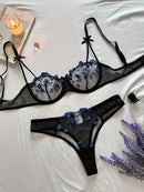 Conjunto Lingerie Floral Sexy Alça Larga