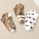 Kit com 5 Pares de Meias Femininas com Desenho de Urso Panda Fofinho - Qualidade Semi Premium - Cano Curto