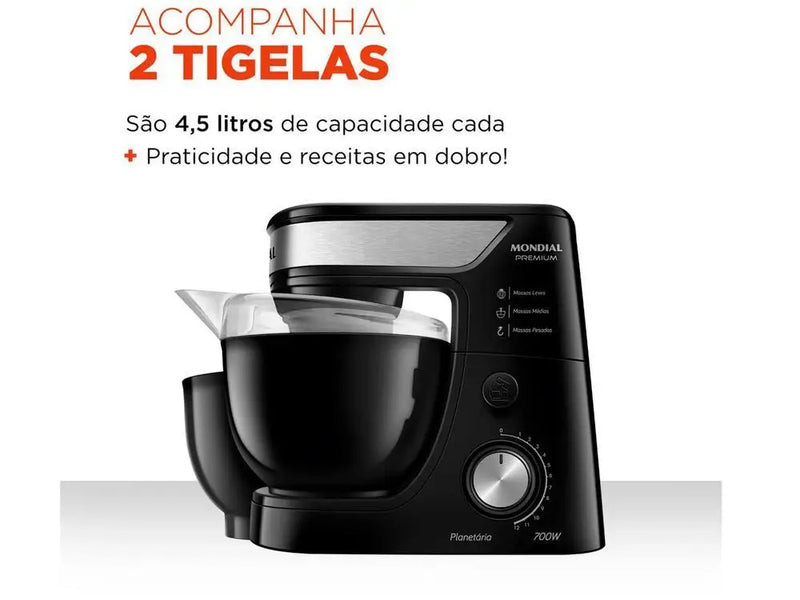⚡ Batedeira Planetária Mondial Black e Inox 700W - 110V ⚡