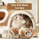 TÚNEL CAMA QUENTINHA PARA GATOS – COM BRINQUEDO DE PELÚCIA - LINHA PET