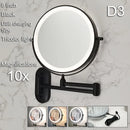 ESPELHO DE MAQUIAGEM DE PAREDE LED DOBRÁVEL – LUZ TRICOLOR E AMPLIAÇÃO