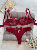Conjunto Lingerie Floral Sexy Alça Larga