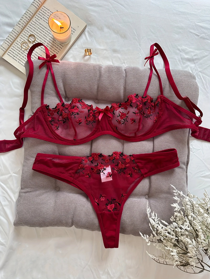 Conjunto Lingerie Floral Sexy