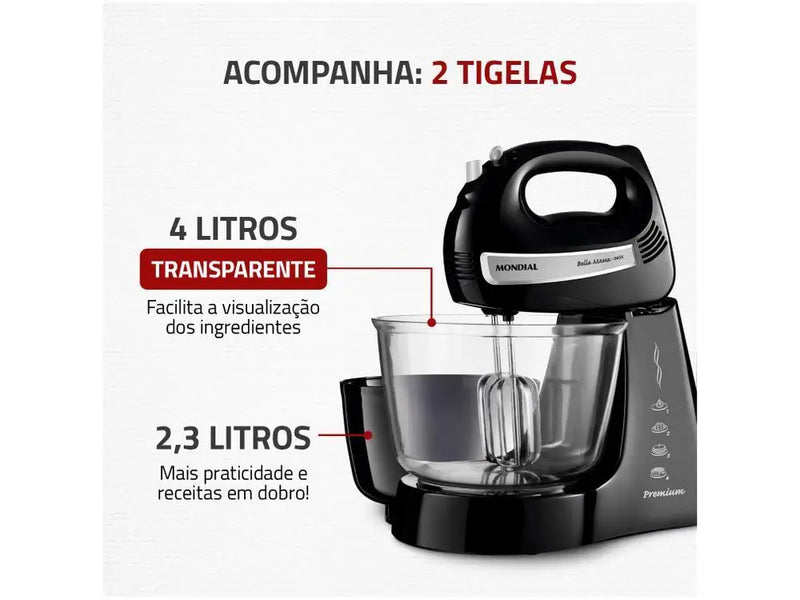 ⚡ Batedeira Bella Massa Mondial B-23 NP 400W - 110V ⚡