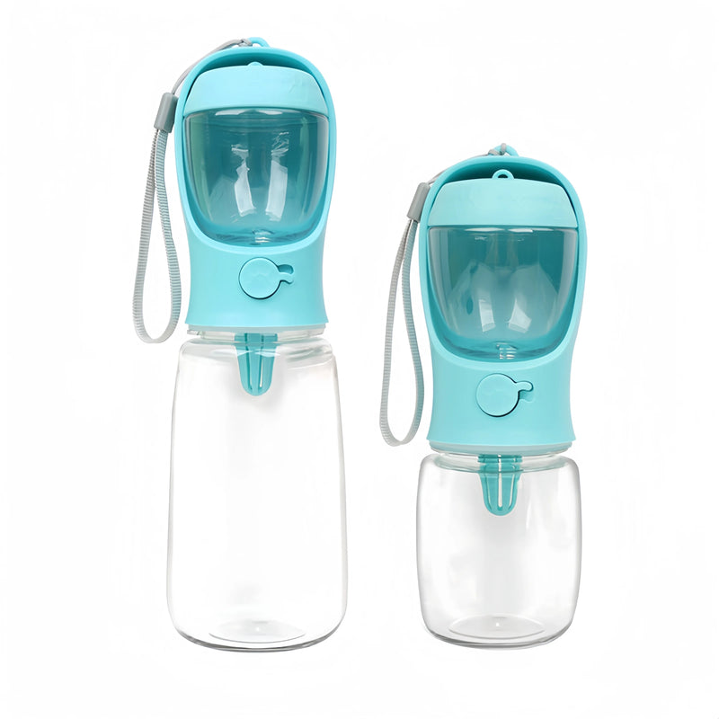 Garrafa Portátil 2 em 1 para Pets – Água e Ração em um Só Lugar | Ideal para Passeios e Viagens!