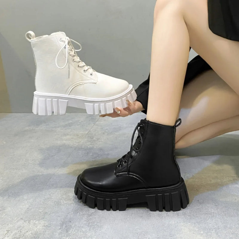 🛍️ Botas Ankle Chunky Platform Brancas 🛍️