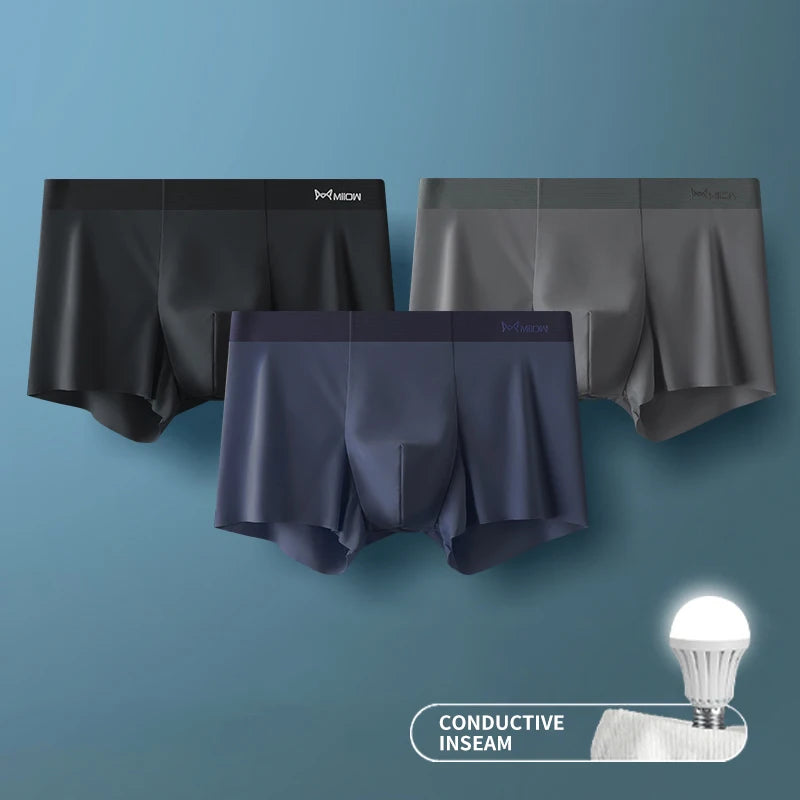 🛍️ Cueca Boxer Masculina Ice Silk MIIOW – Kit com 3 Unidades 🛍️