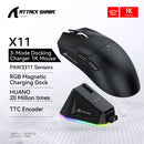 🎮 Mouse Gamer Attack Shark X11 – Wireless 3 em 1, 22000DPI, RGB, Super Leve com Base de Recarga! ⚡🔥