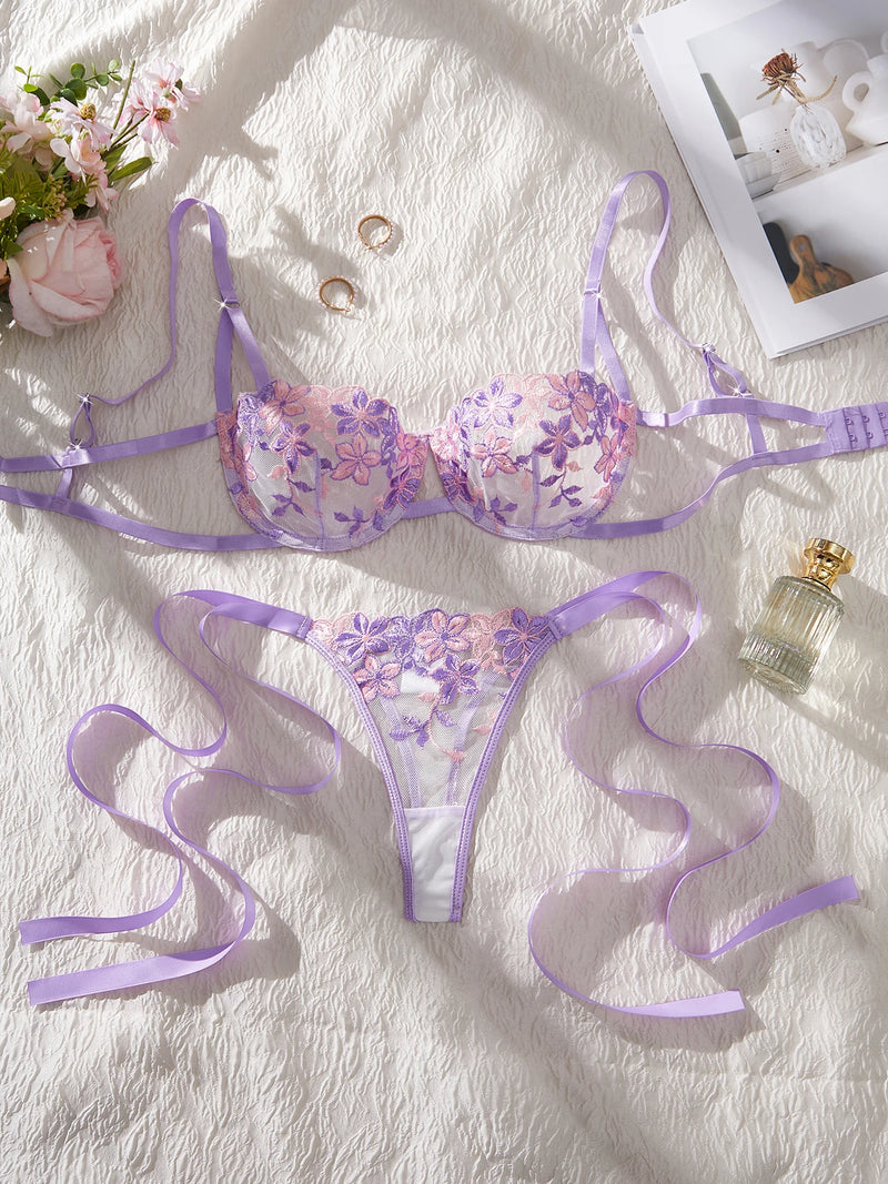 Conjunto Lingerie Floral Sexy