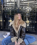 Jaqueta de Couro Apeluciada Feminina - Tecido Premium Impermeável - Gola Alta