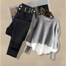 Conjunto Feminino Outono/Inverno 2024 – Estilo Coreano Slim e Casual