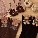 Kit com 3 Pares de Meia Desenho Urso Super Quentinho - Linha Premium - Cano Alto Feminino