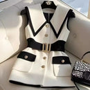 Colete Blazer Color Block – Elegância Casual para Meia-Estação