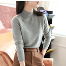 Suéter Feminino Gola Alta Média em Cashmere – Elegância Casual para o Outono/Inverno