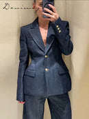 🛍️ Conjunto Feminino Blazer Denim e Calça Reta 🛍️