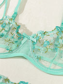 Conjunto Lingerie Floral Sexy Alça Larga