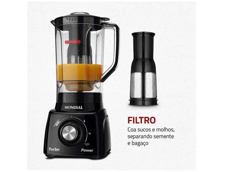 ⚡ Liquidificador Mondial Turbo Power L-99 FB Black 550W - 220V ⚡