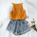 Short Jeans Feminino Elástico + Cintura Alta