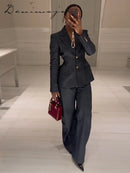 🛍️ Conjunto Feminino Blazer Denim e Calça Reta 🛍️