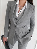 🛍️ Conjunto Blazer 3 Peças Xadrez Feminino - Terno, Colete + Calça. Elegância & Estilo Profissional 🛍️