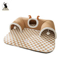 TÚNEL CAMA QUENTINHA PARA GATOS – COM BRINQUEDO DE PELÚCIA - LINHA PET