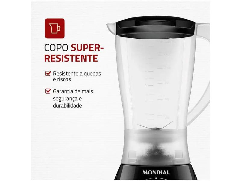 ⚡ Liquidificador Mondial Easy Power L-550-W – 550W | Preto – 220V ⚡