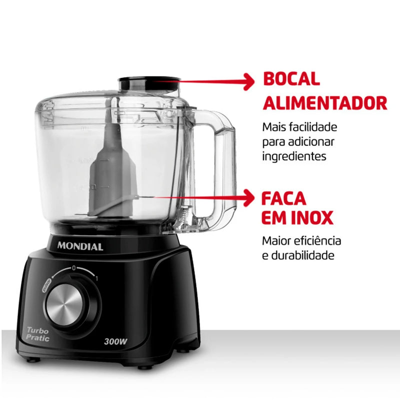 ⚡ Processador Mini Mondial Turbo Pratic 300W MP-16-B 127V ⚡