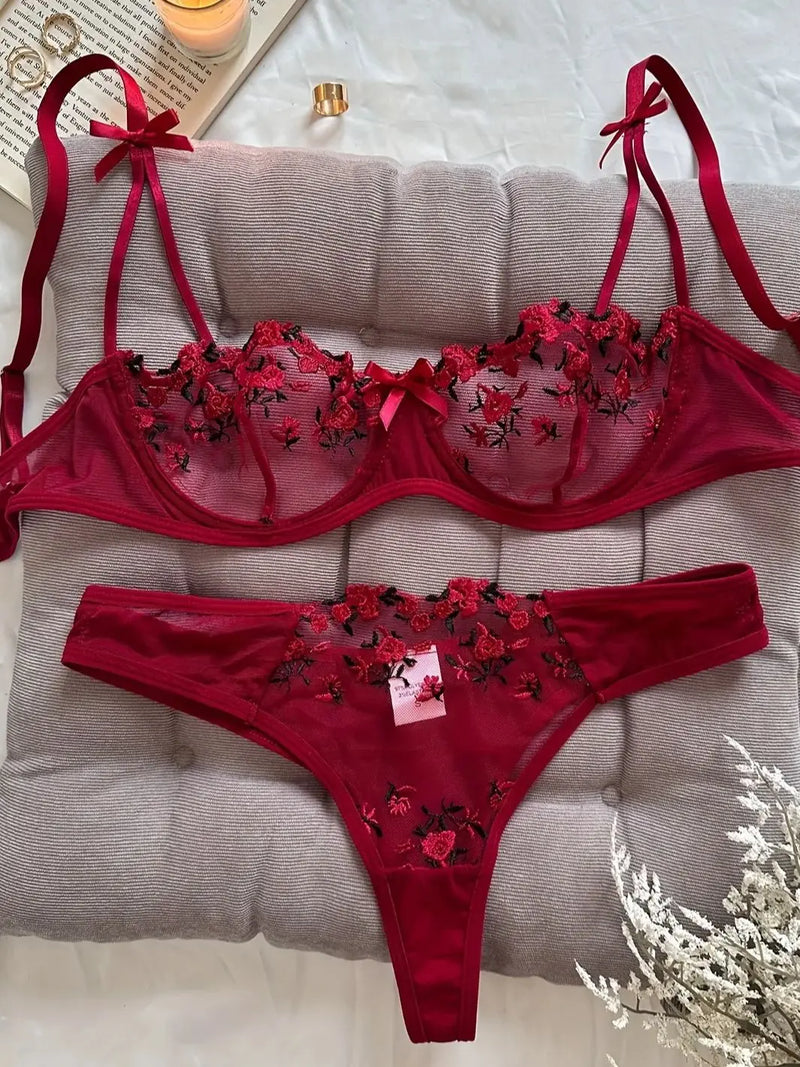 Conjunto Lingerie Floral Sexy