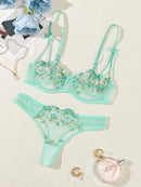 Conjunto Lingerie Floral Sexy Alça Larga