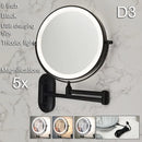 ESPELHO DE MAQUIAGEM DE PAREDE LED DOBRÁVEL – LUZ TRICOLOR E AMPLIAÇÃO