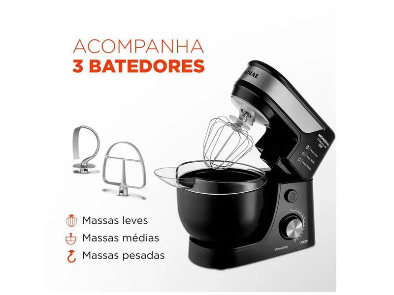 ⚡ Batedeira Planetária Mondial Black e Inox 700W - 110V ⚡